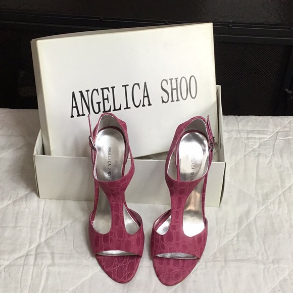 Pink Croc Leather Sandals - Picture 3 of 4